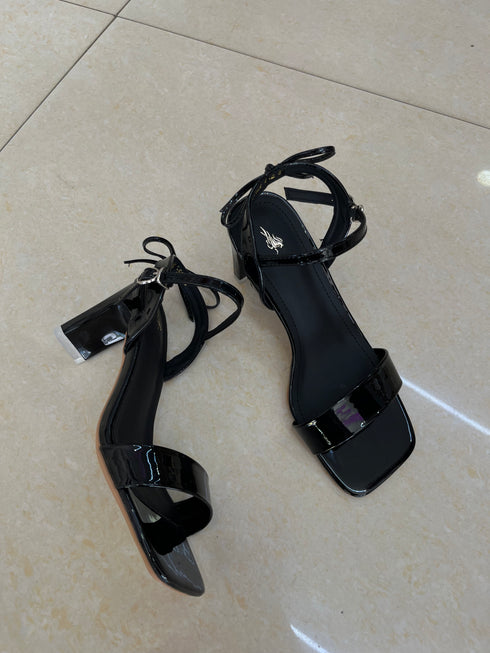 Back Bow Decor Buckle Open Toe Heels